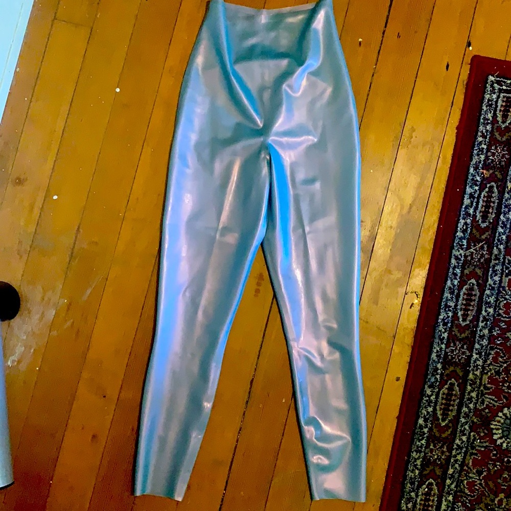 Sleek Metallic Blue Leggings